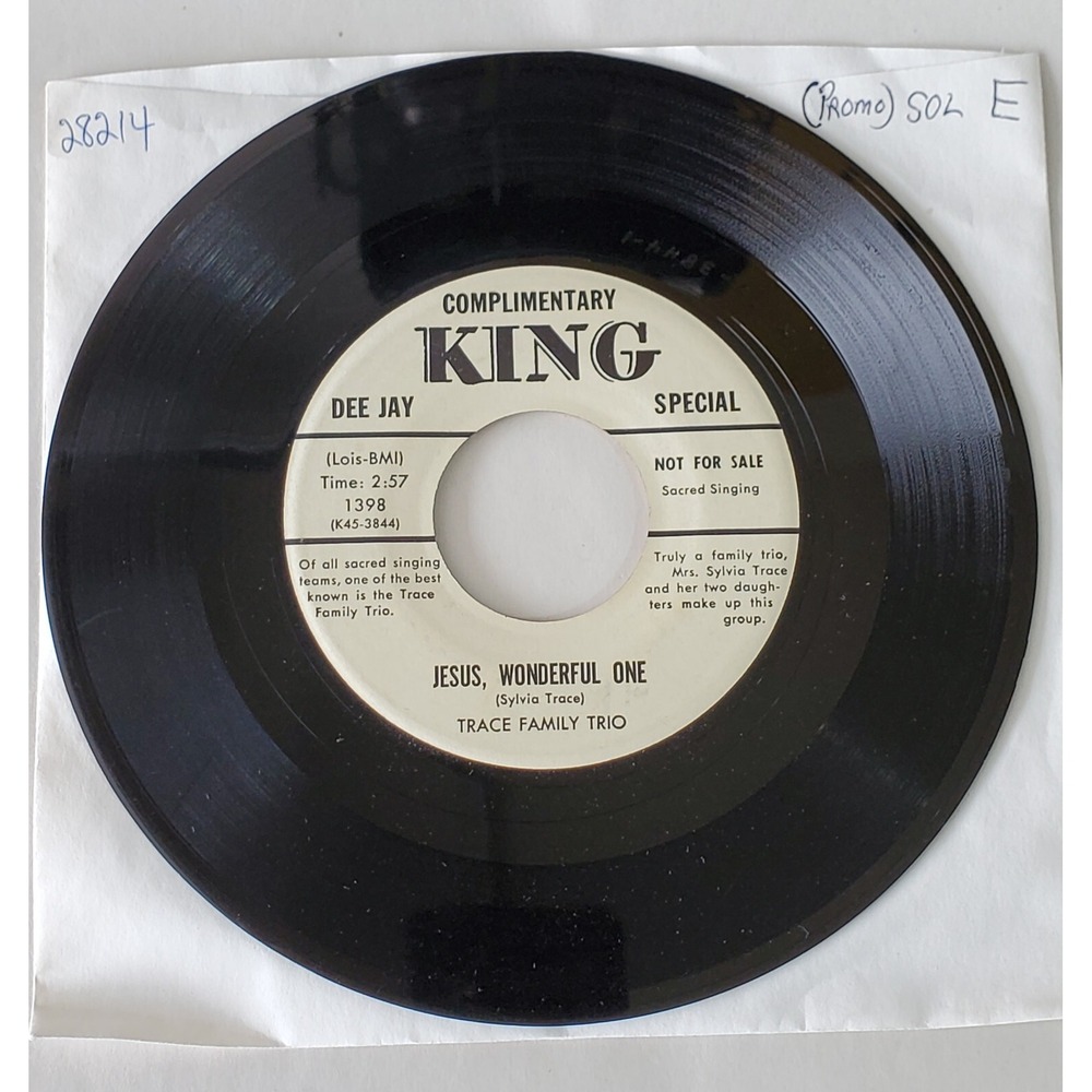 Trace Family Trio 45rpm Vinyl/Take Time To Understand/Jesus, Wonderful One/Promo